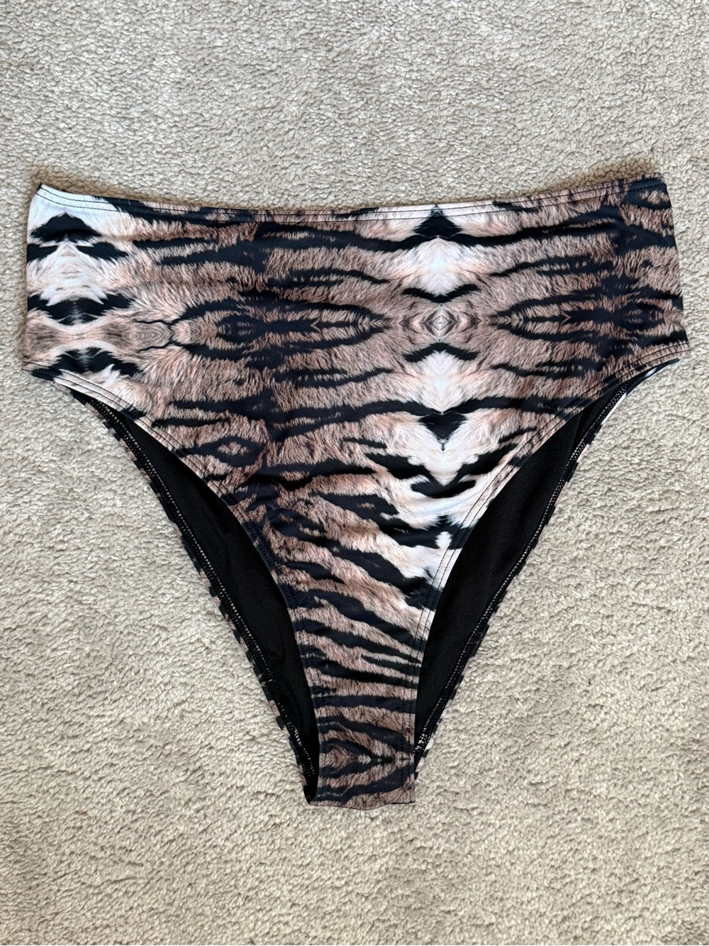 Wolf & Whistle x Malaika High-Waist Tiger Animal Print Bikini Bottoms Size 10